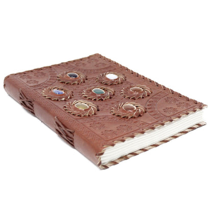 Leather Chakra Stone Notebook (6x9") - DuvetDay.co.uk