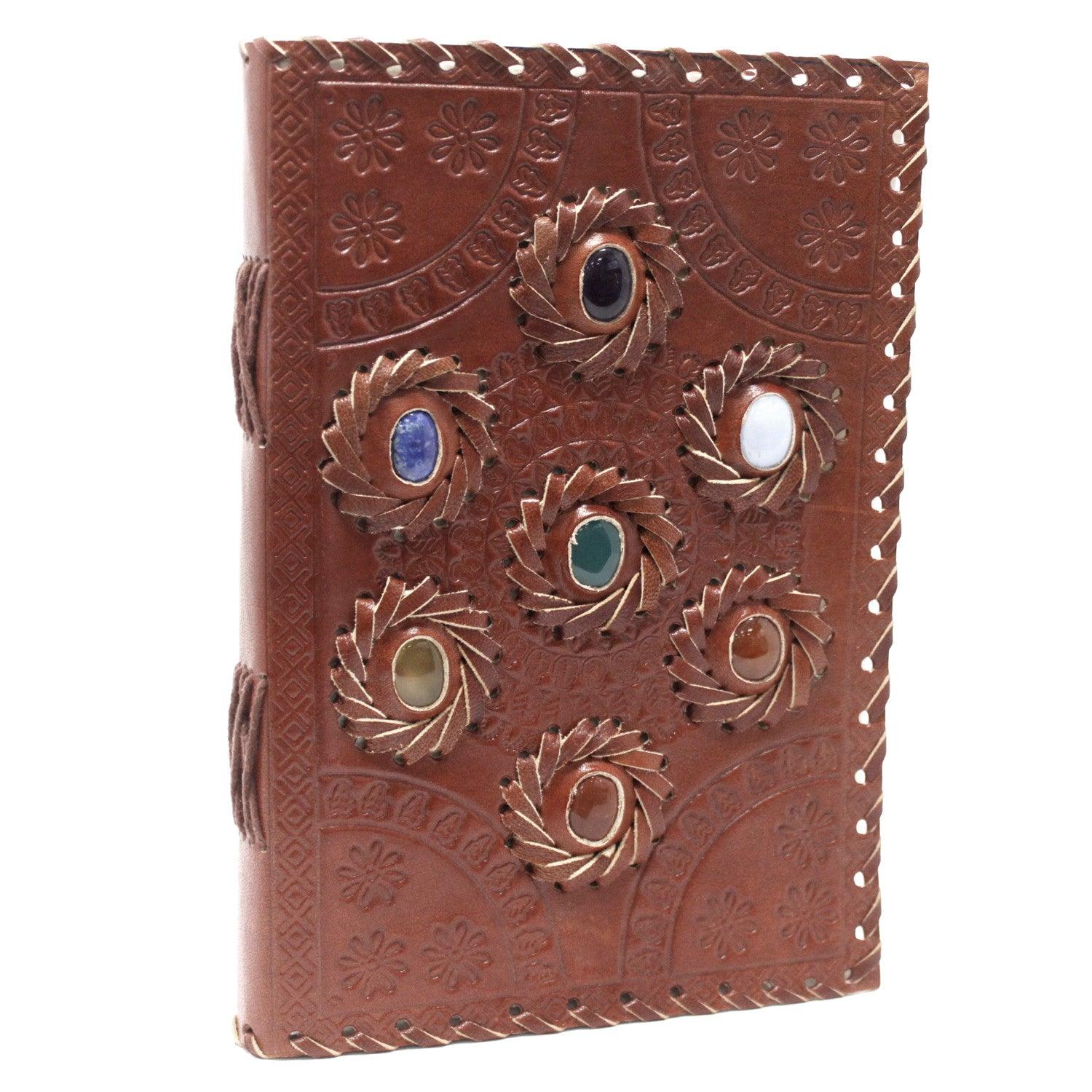 Leather Chakra Stone Notebook (6x9") - DuvetDay.co.uk