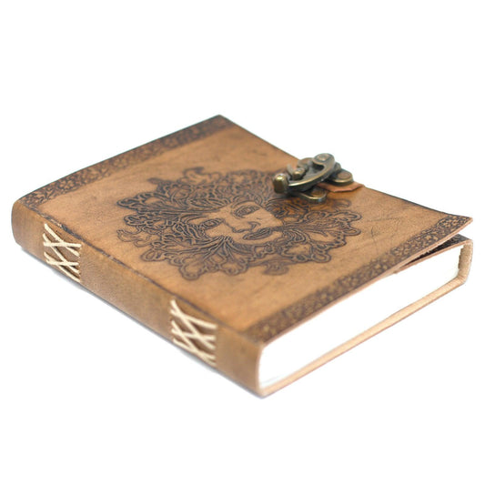 Leather Greenman Notebook (6x8") - DuvetDay.co.uk