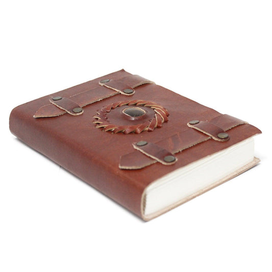 Leather Tigereye with Belts Notebook (6x4") - DuvetDay.co.uk