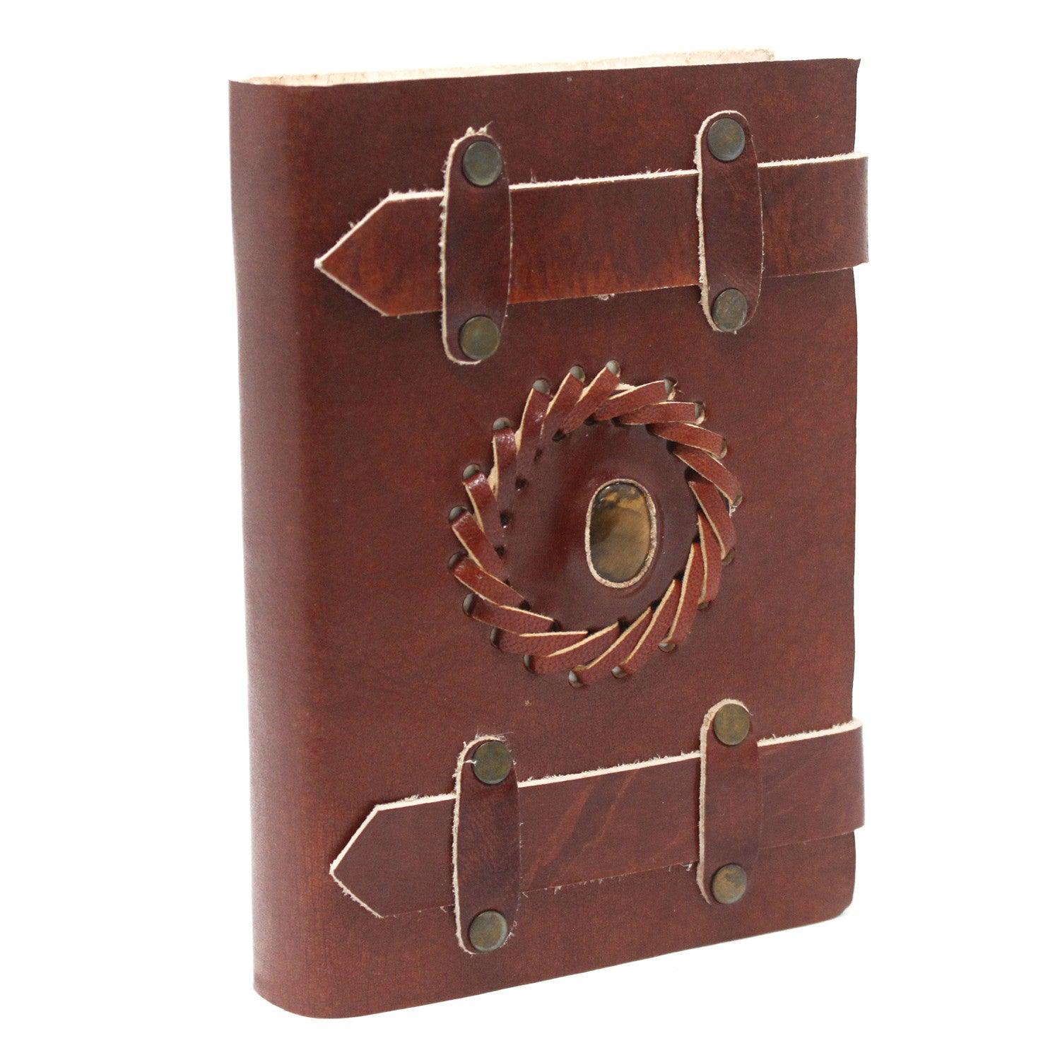 Leather Tigereye with Belts Notebook (6x4")