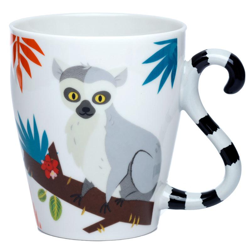 Lemur Spirit of the Night Ceramic Tail Shaped Handle Mug - DuvetDay.co.uk