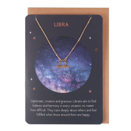 Libra Zodiac Necklace Card - DuvetDay.co.uk