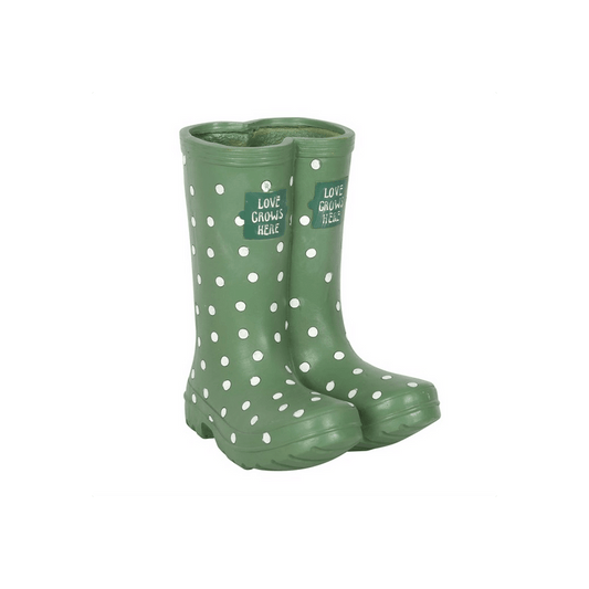 Light Green Welly Boot Planter - DuvetDay.co.uk
