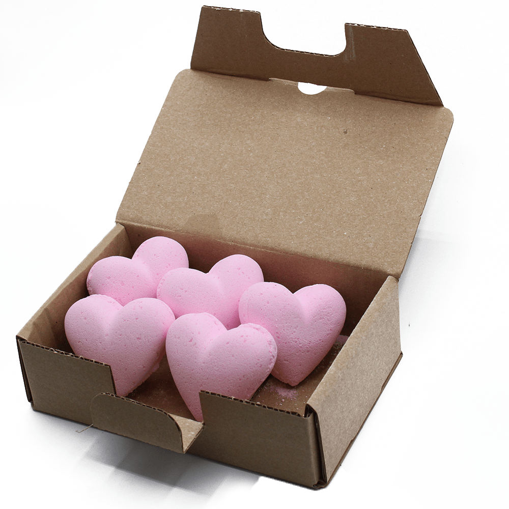 Love Heart Bath Bomb 70g - Bubblegum - 5 Pack - DuvetDay.co.uk