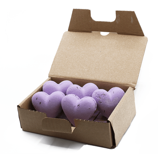 Love Heart Bath Bomb 70g - French Lavender - 5 Pack - DuvetDay.co.uk