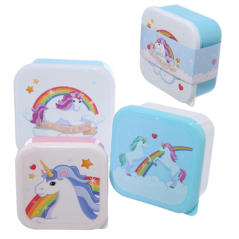 Lunch Boxes Set of 3 (S/M/L) - Enchanted Rainbow Unicorn - DuvetDay.co.uk