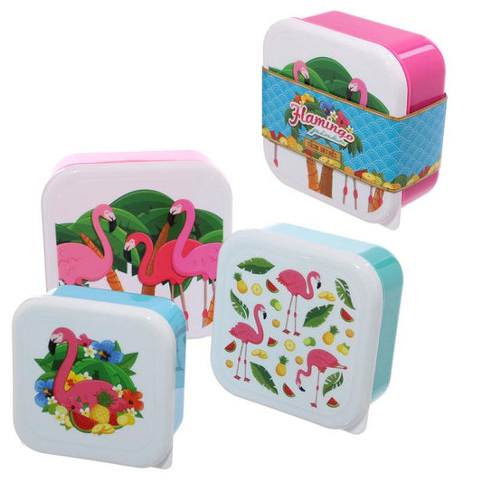 Lunch Boxes Set of 3 (S/M/L) - Flamingo - DuvetDay.co.uk