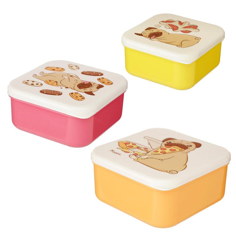 Lunch Boxes Set of 3 (S/M/L) - Mopps Pug - DuvetDay.co.uk