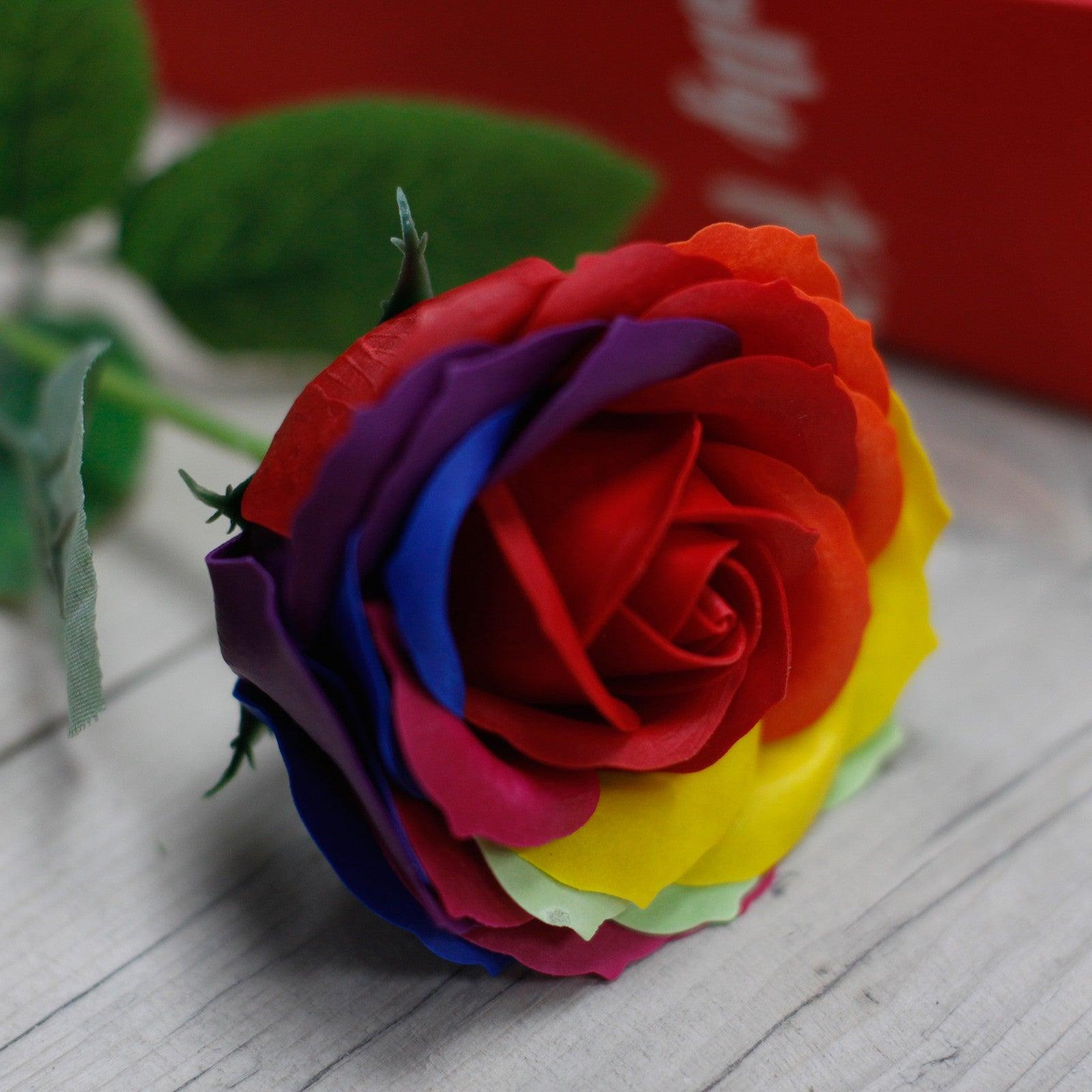 Luxury Soap Flower - Rainbow - DuvetDay.co.uk