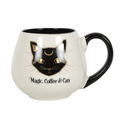 Magic, Coffee & Cats Rounded Mug - DuvetDay.co.uk