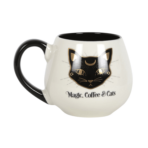 Magic, Coffee & Cats Rounded Mug - DuvetDay.co.uk