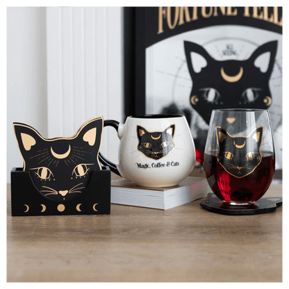 Magic, Coffee & Cats Rounded Mug - DuvetDay.co.uk