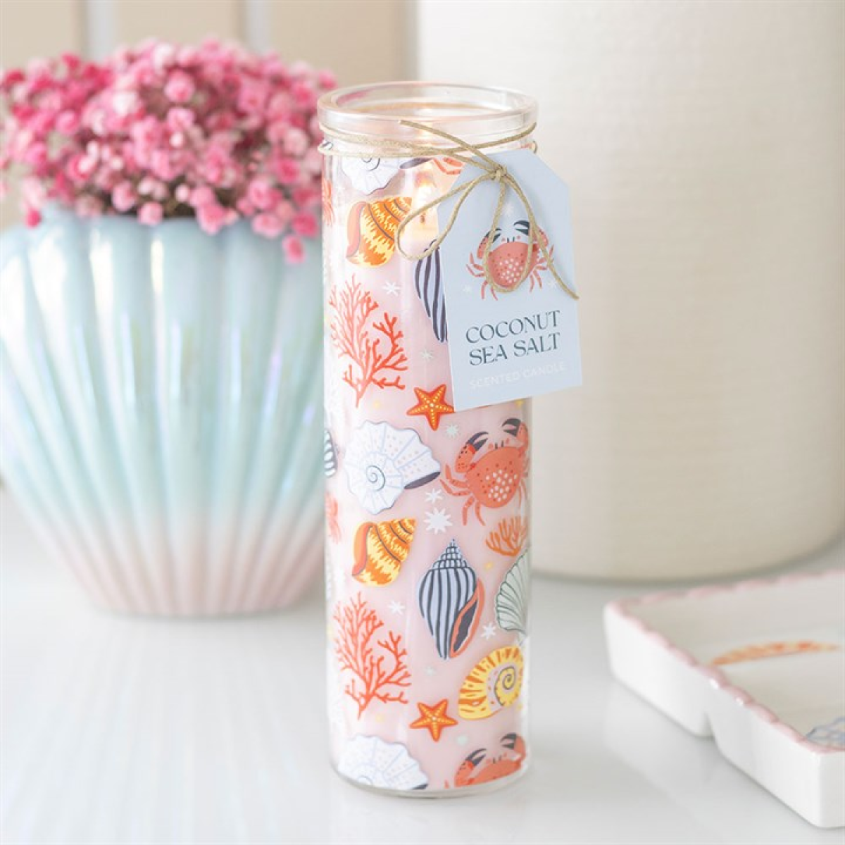 Pastel Shell Print Coconut & Sea Salt Tube Candle