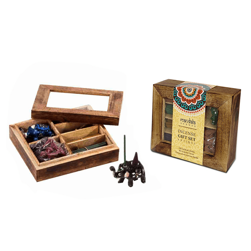 Mandala Incense Gift Set in Wooden Gift Box - DuvetDay.co.uk