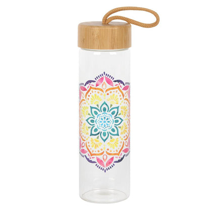 Mandala Reusable Glass Water Bottle - DuvetDay.co.uk