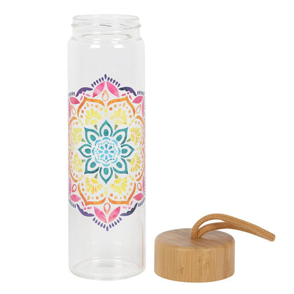 Mandala Reusable Glass Water Bottle - DuvetDay.co.uk