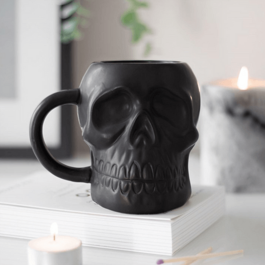 Matte Black Skull Mug - DuvetDay.co.uk