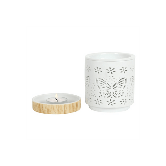 Matte Ceramic Butterfly Oil Burner - DuvetDay.co.uk