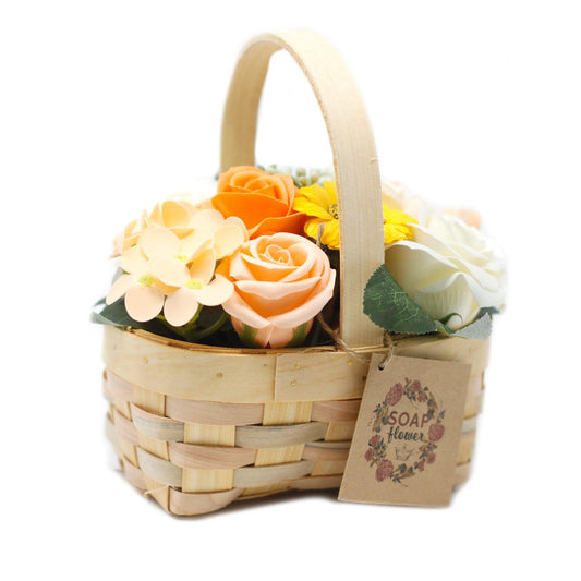 Medium Orange Bouquet in Wicker Basket - DuvetDay.co.uk