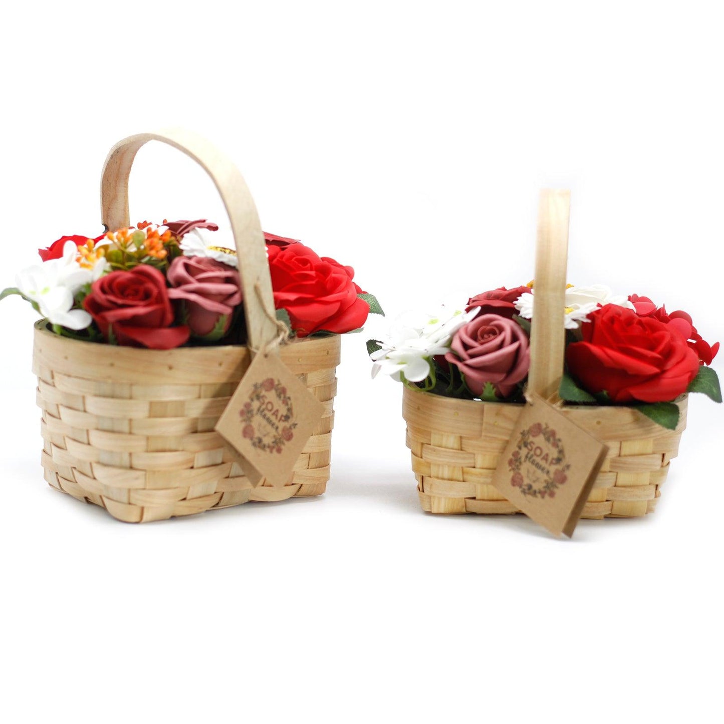 Medium Red Bouquet in Wicker Basket