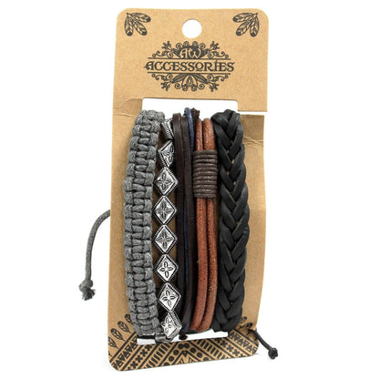 Mens Bracelet Sets - Metal & Leather (asst) - DuvetDay.co.uk