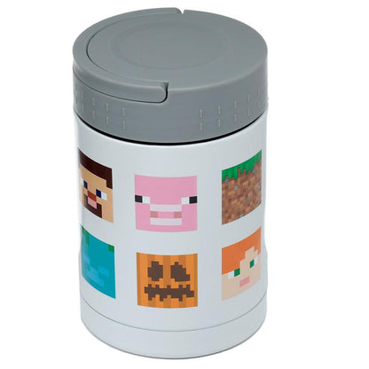 Minecraft Faces Stainless Steel Insulated Food Snack/Lunch Pot 500ml - DuvetDay.co.uk