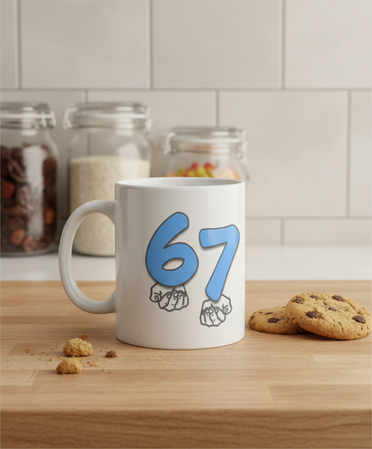 Funny 6 7 Meme Mug with Hands 10oz Cup Trending italian brain rot meme mug