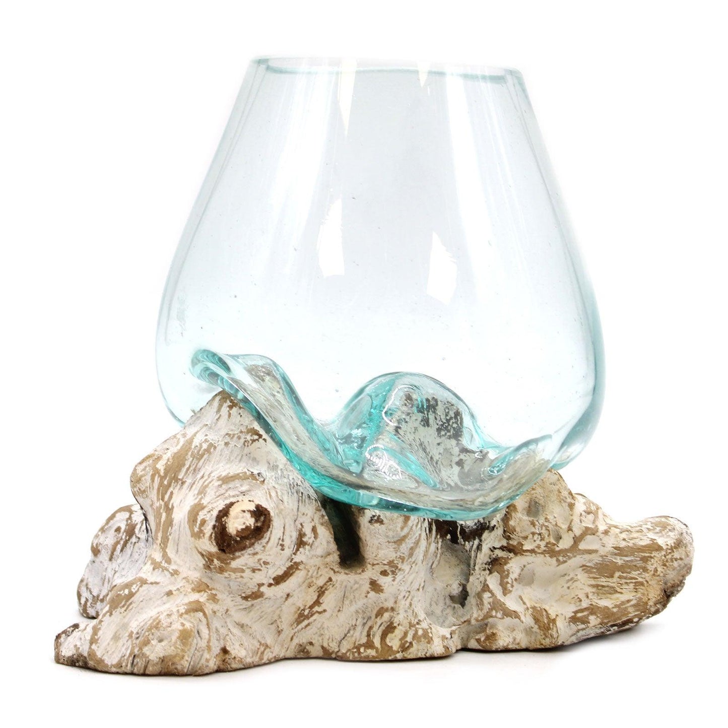 Molten Glass on Whitewash Wood - Large Bowl - DuvetDay.co.uk
