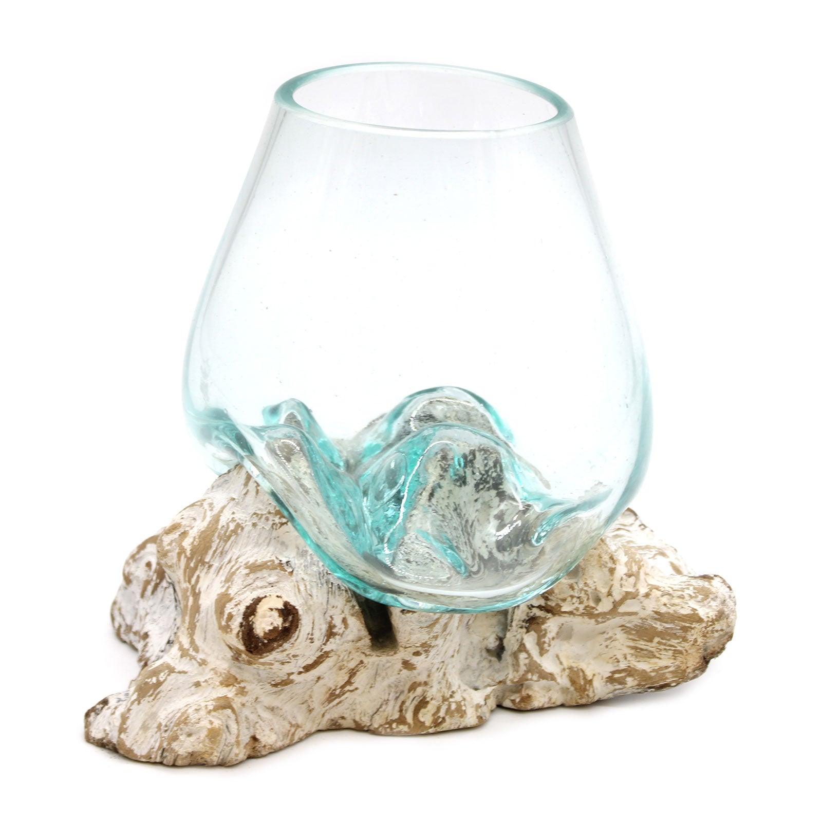 Molten Glass on Whitewash Wood - Large Bowl - DuvetDay.co.uk