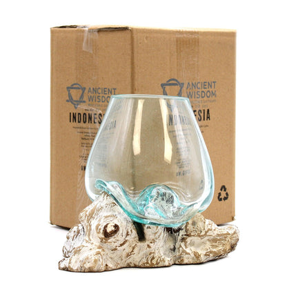 Molten Glass on Whitewash Wood - Large Bowl - DuvetDay.co.uk