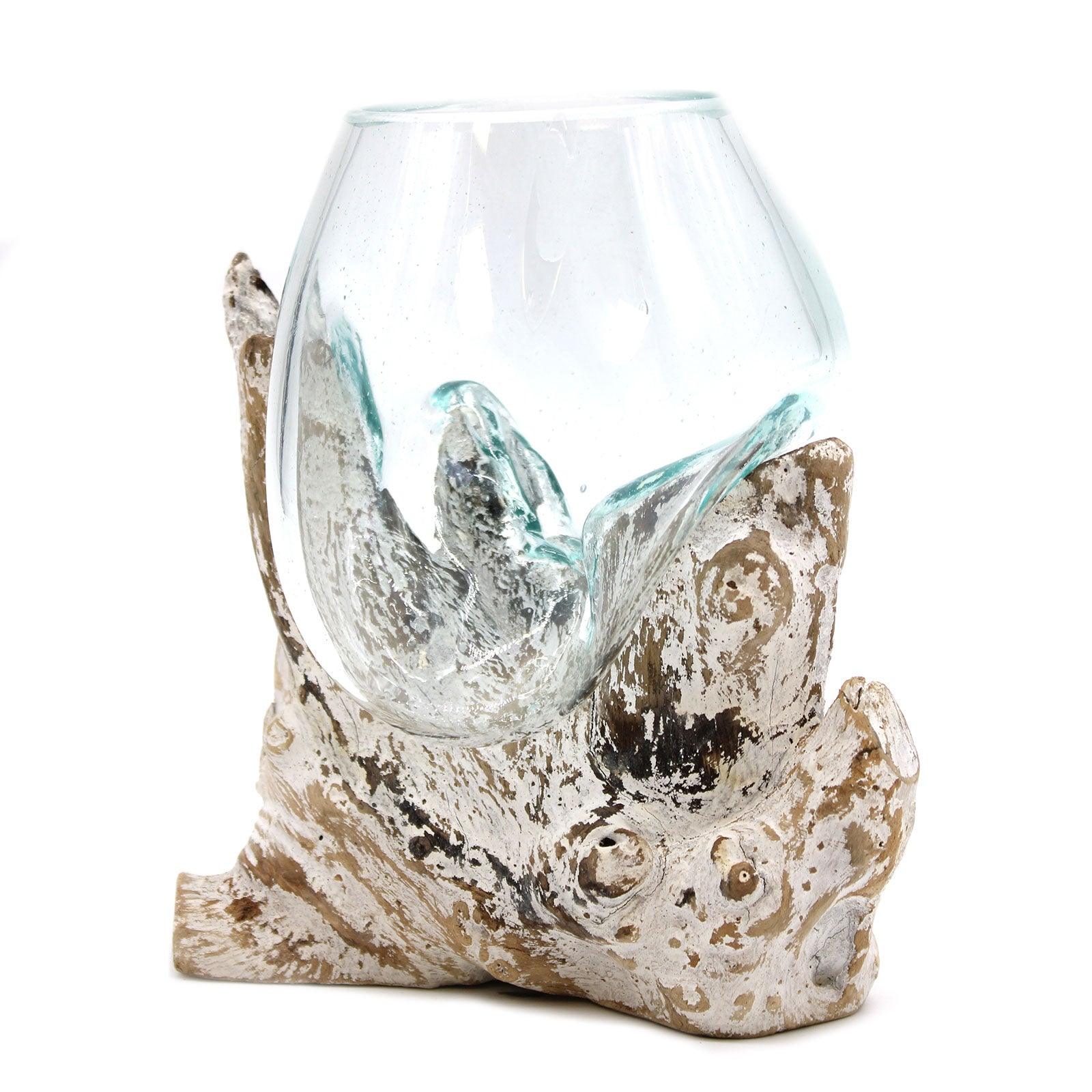 Molten Glass on Whitewash Wood - Medium Bowl - DuvetDay.co.uk