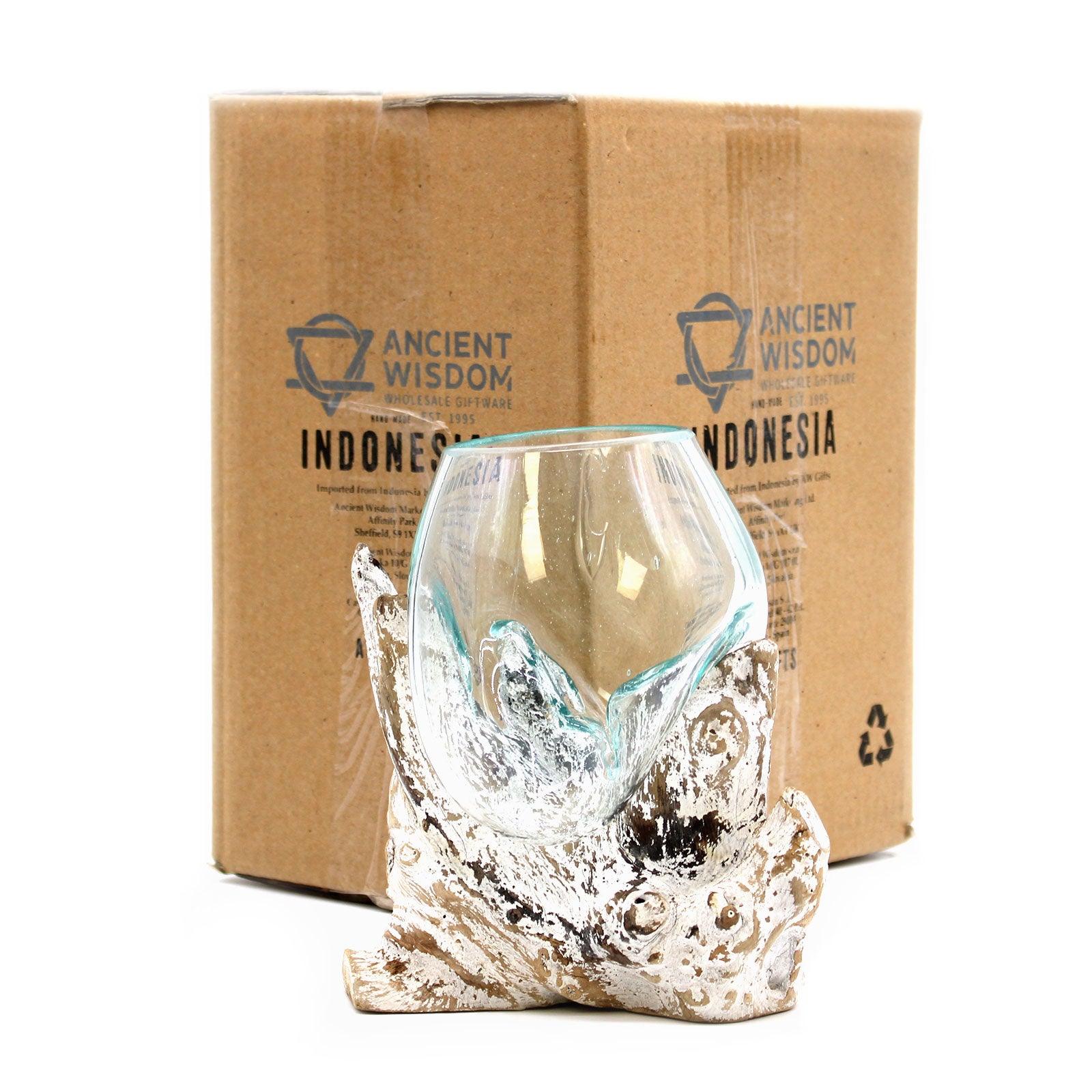 Molten Glass on Whitewash Wood - Medium Bowl - DuvetDay.co.uk