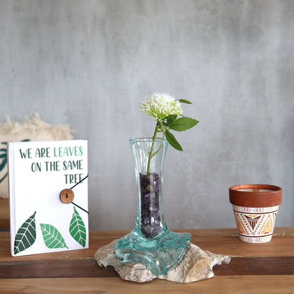 Molten Glass on Whitewash Wood - Vase - Small - DuvetDay.co.uk