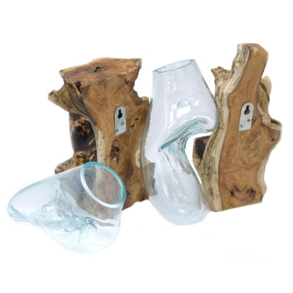 Molten Glass on Wood - Hanging Bowl - DuvetDay.co.uk