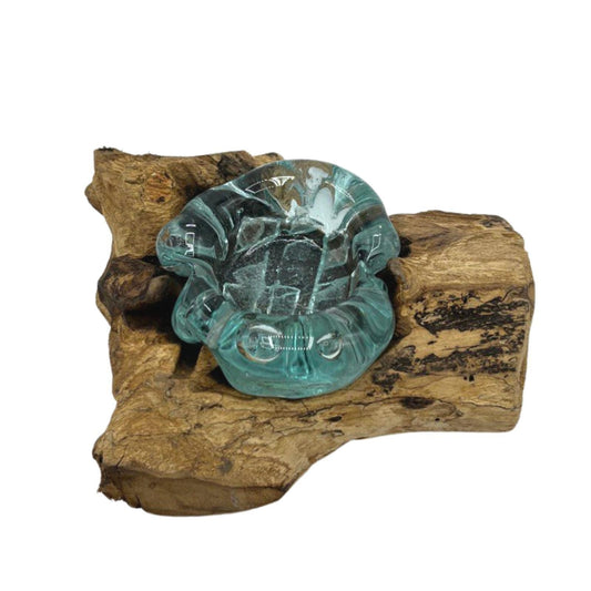 Molton Glass Candle Single Holder on Wood - DuvetDay.co.uk