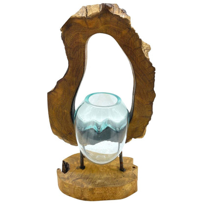 Molton Glass Hanging Art Vase on Wood - DuvetDay.co.uk