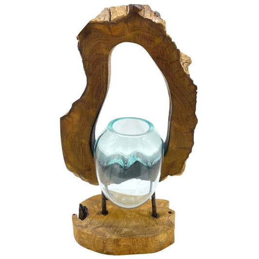 Molton Glass Hanging Art Vase on Wood - DuvetDay.co.uk