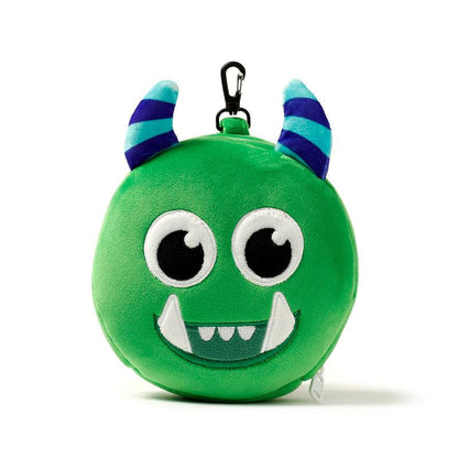 Monstarz Monster Green Relaxeazzz Plush Round Travel Pillow & Eye Mask Set - DuvetDay.co.uk