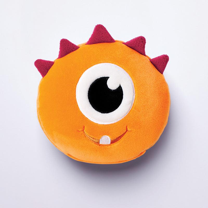 Monstarz Monster Orange Relaxeazzz Plush Round Travel Pillow & Eye Mask Set - DuvetDay.co.uk