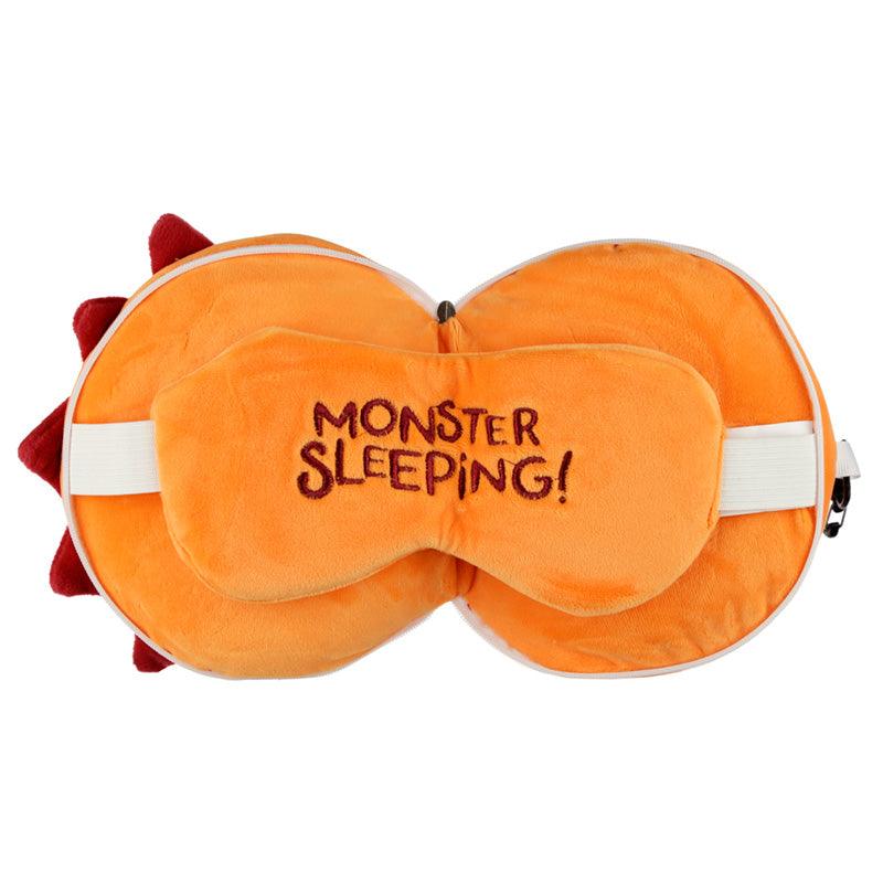Monstarz Monster Orange Relaxeazzz Plush Round Travel Pillow & Eye Mask Set - DuvetDay.co.uk