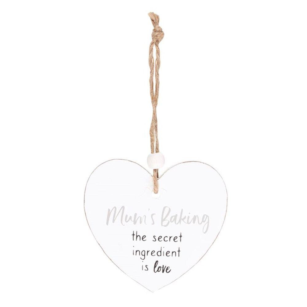 Mum's Baking Secret Ingredient Hanging Heart Sentiment Sign - DuvetDay.co.uk