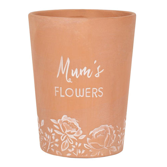 Mum's Flowers Terracotta Plant Pot - DuvetDay.co.uk
