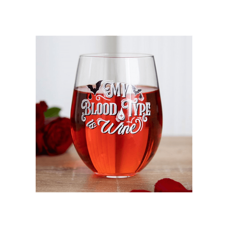 My Blood Type is Wine Stemless Wine Glass - DuvetDay.co.uk