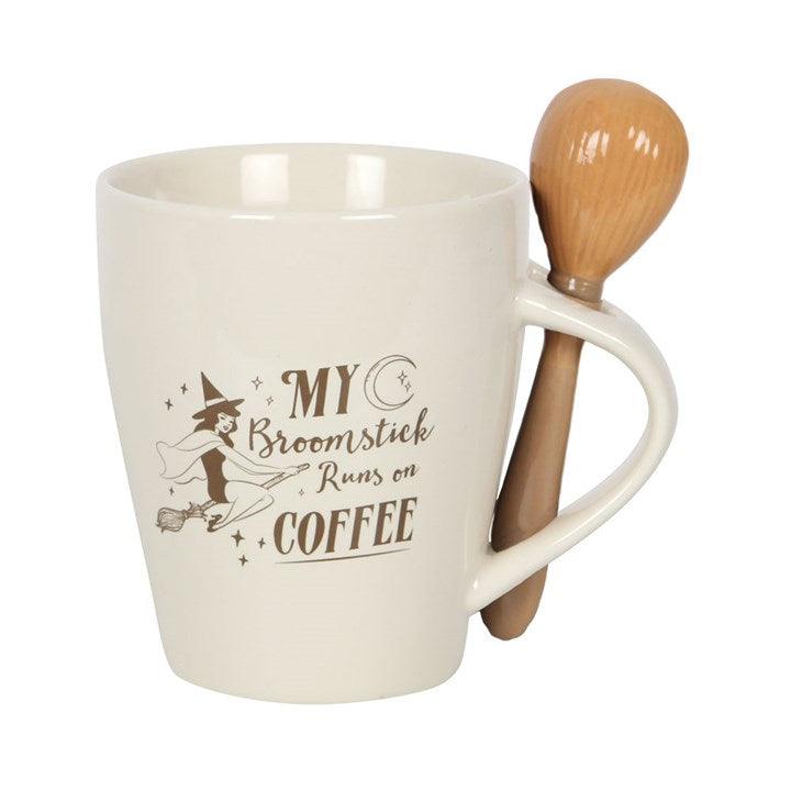 My Broomstick Runs on Coffee Mug and Spoon Set - DuvetDay.co.uk