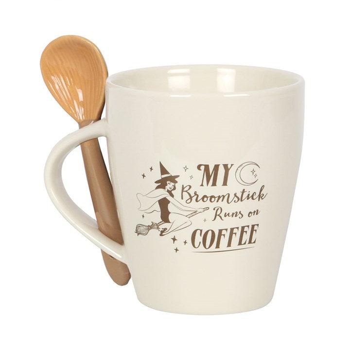 My Broomstick Runs on Coffee Mug and Spoon Set - DuvetDay.co.uk