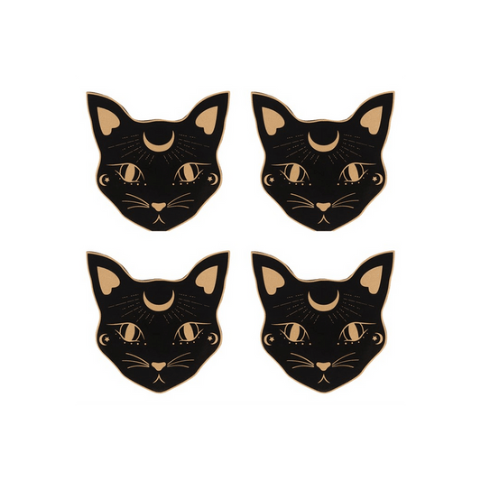 Mystic Mog Cat Face Coaster Set - DuvetDay.co.uk
