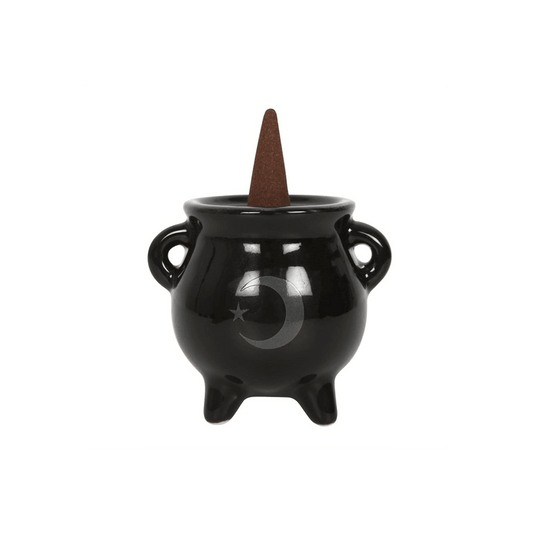 Mystical Moon Cauldron Ceramic Incense Holder - DuvetDay.co.uk