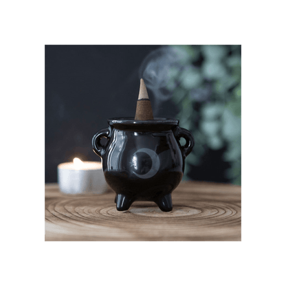 Mystical Moon Cauldron Ceramic Incense Holder - DuvetDay.co.uk