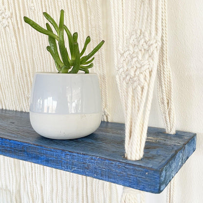 Natural Macrame Hanging Shelves - Blue - DuvetDay.co.uk